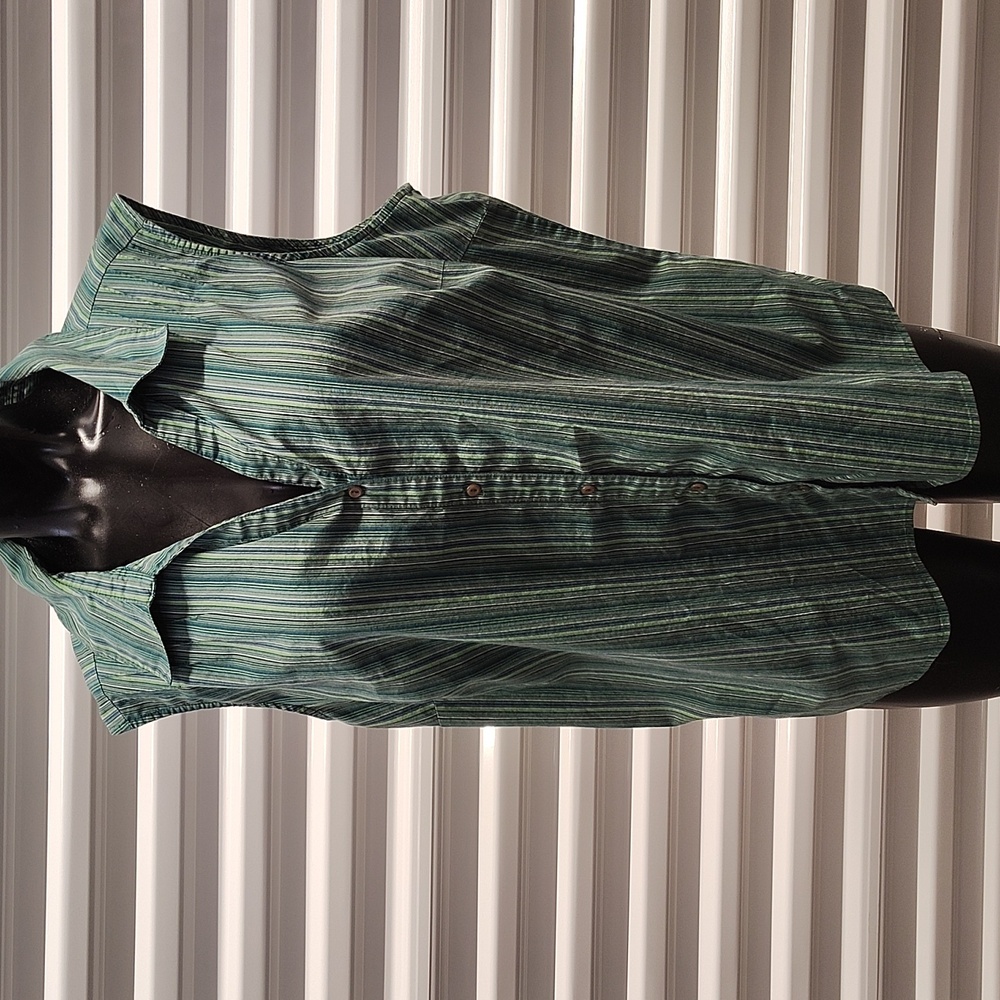 St. John's Bay Green Striped Button Down Shirt